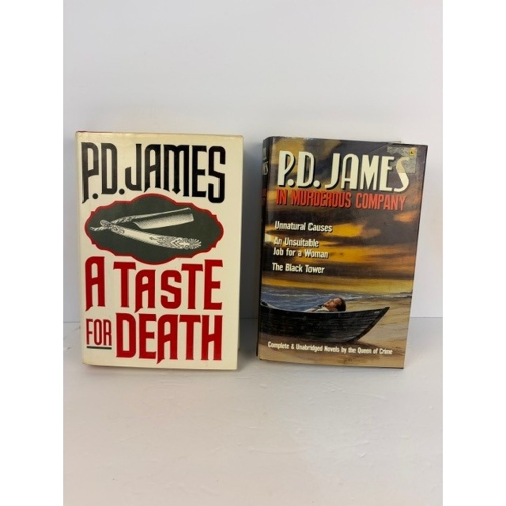 PD James Book Lot A Taste for Death & In Murderous Company Hardcover Mystery
